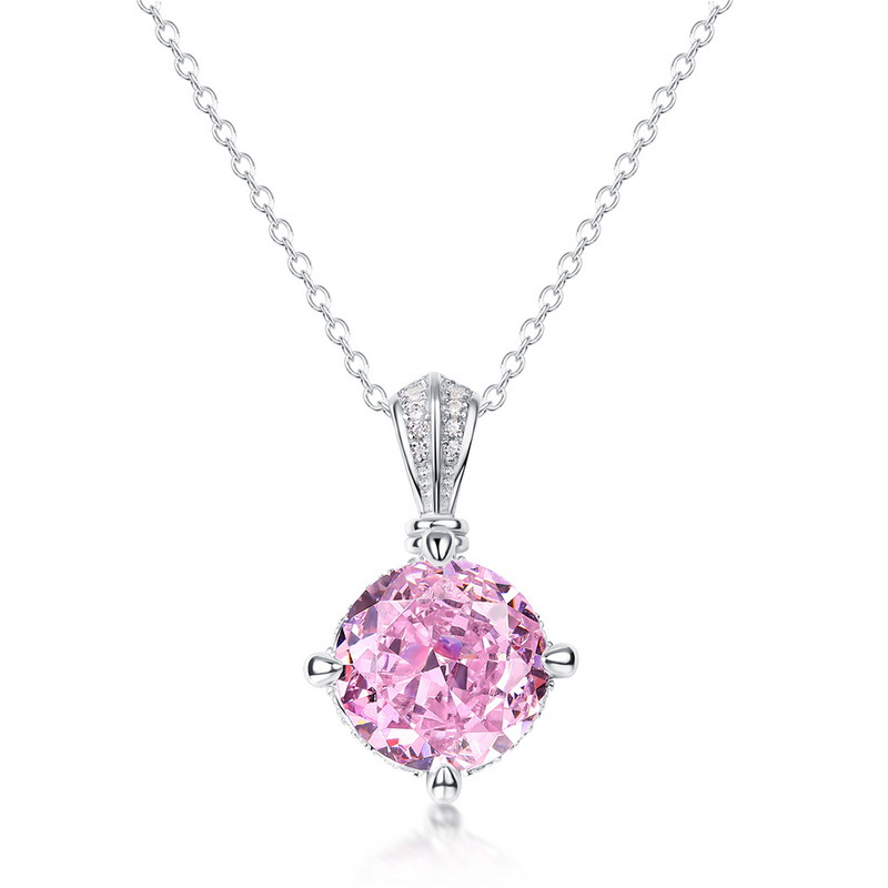 Wilsheng joyería nueva tendencia de la moda S925 plata con incrustaciones de hielo corte de flores de alto carbono diamante Rosa diamante Lotus Collar para las mujeres