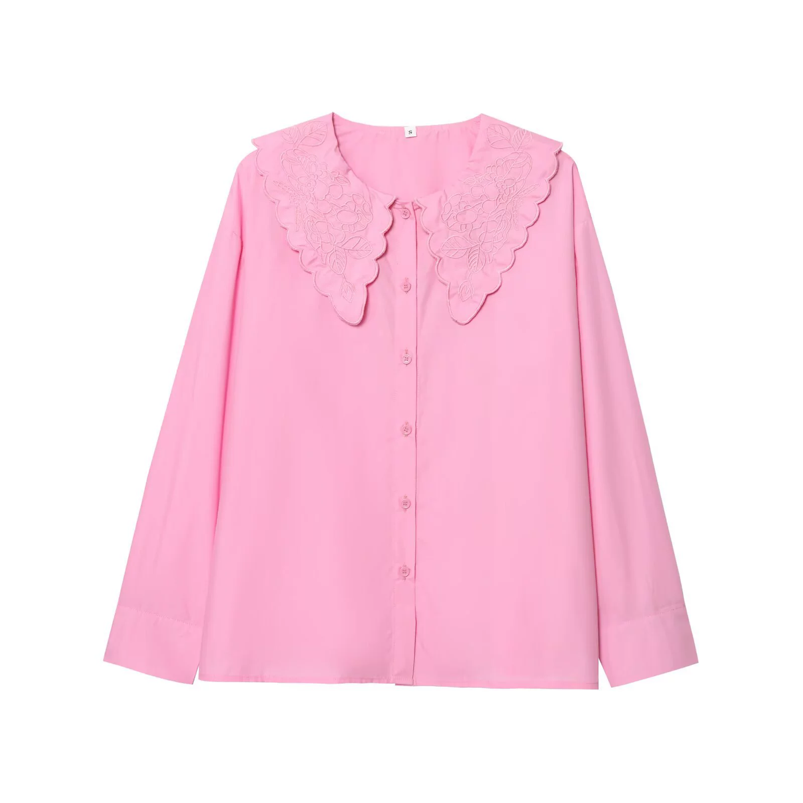 Женская свободная рубашка в европейско-американском стиле, модная, однобортная, темно-синего цвета с вышитым дизайном, лето 2025, Y826068