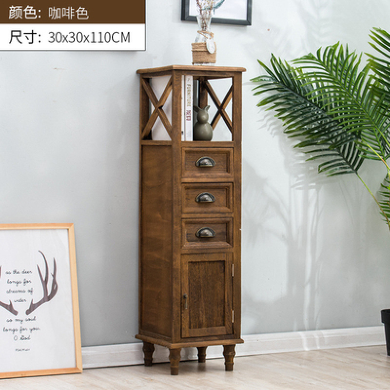 American retro meseta de cabecera de madera sólida hendidura pequeño vinícola tipo cajón 40CM gabinete de almacenamiento TV sala de estar vertical