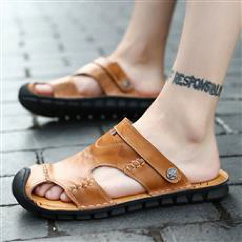Спотовые трансграничные мужские сандалии летние новые большие размеры ручной работы шитая пляжная обувь внешняя торговля