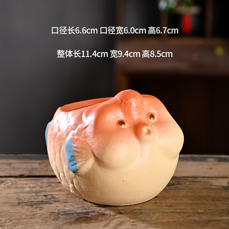 Pequeña caricatura, animal creativo, maceta carnosa, cerámica, arcilla especial para el hogar, maceta de control de raíces de cerámica gruesa, venta al por mayor