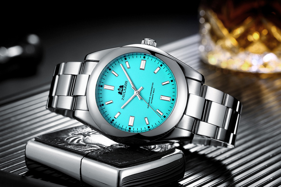 Automatic mechanical luminous steel band red yellow blue green colorful men's watch AUTOMATIC WATCH_voghion.com