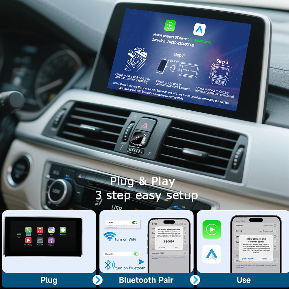Cross-Border Popular Wireless Carplay Box Android Adapter Compatible with iPhone and Android Without Lag or Buffering