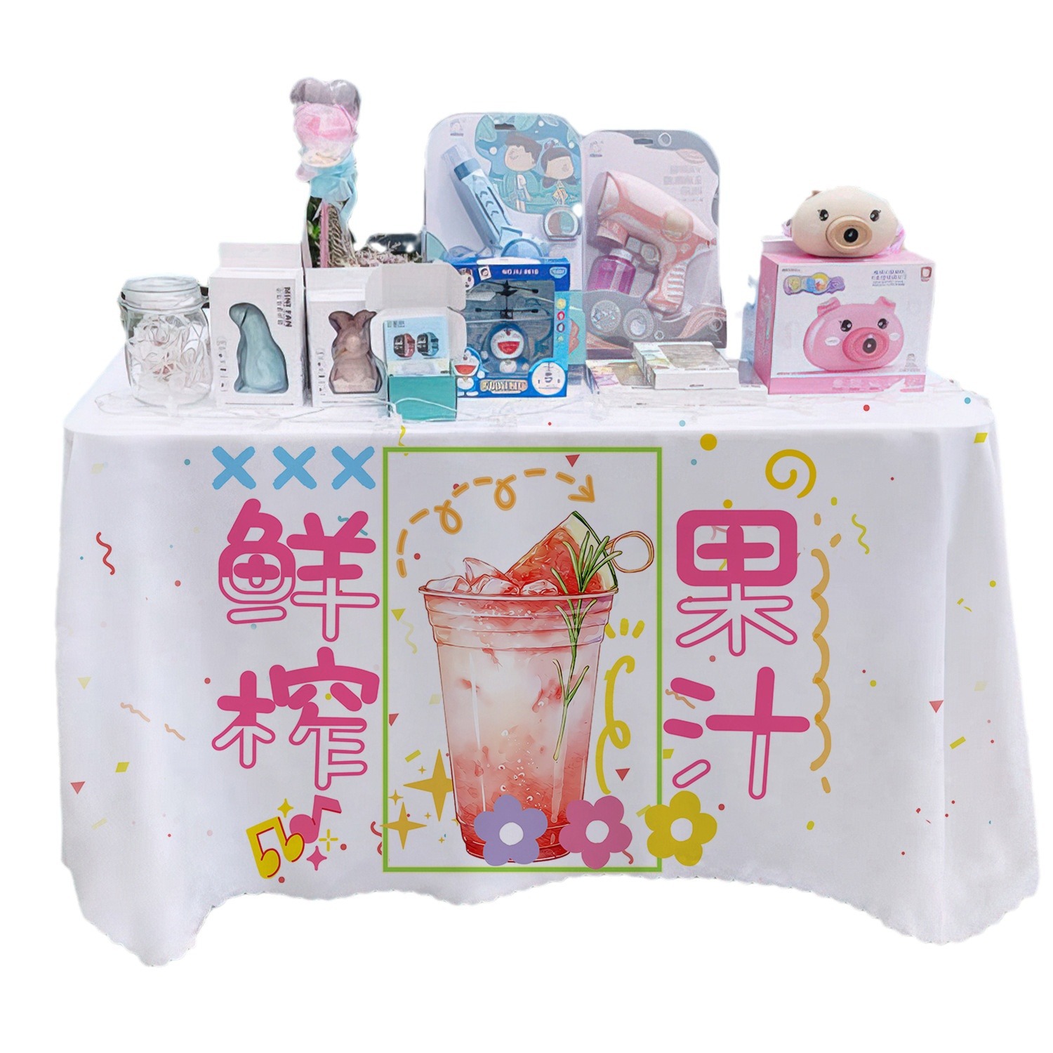 Jugo de fruta fresco toal de mesa letrero gourmet mercado nocturno en línea barraca de tela publicitaria pancarta