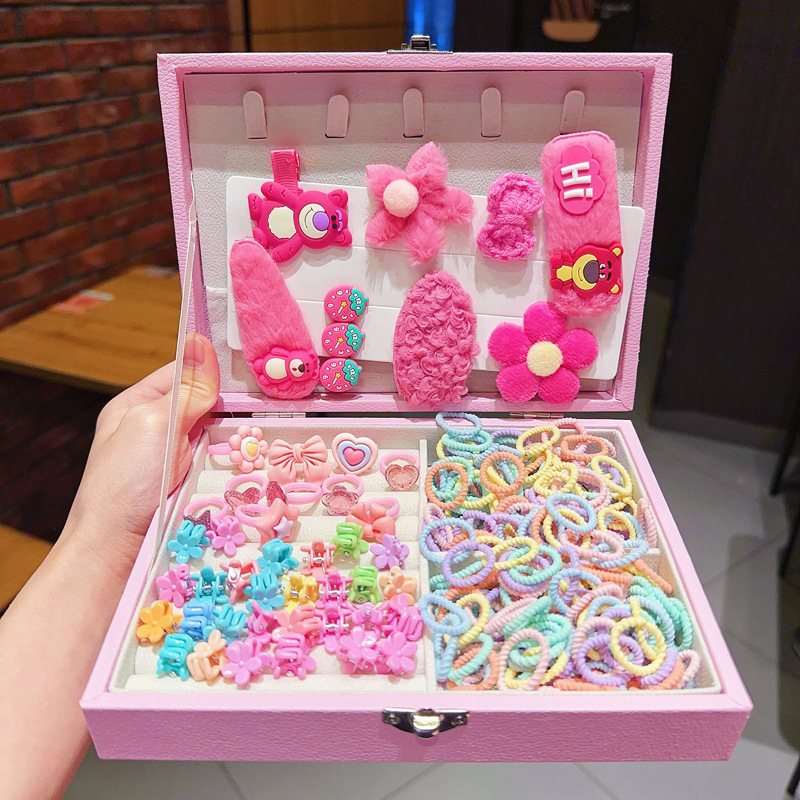 Caja de regalo para niños Jewelry Set linda niña pequeña regalo de cumpleaños princesa cabello cabello cuerda caja de joyería de alta gama