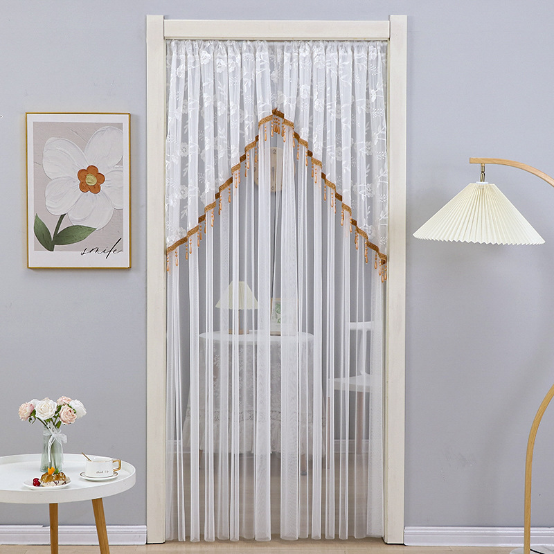 French Lace Door Curtain Anti-Mosquito Household Four-Season Gauze Curtain Partition Curtain Punch-Free Bedroom Kitchen Gauze Door Curtain Privacy French Lace Door Curtain Anti-Mosquito Household Four-Season Gauze Curtain Partition Curtain Punch-Free Bedroom Kitchen Gauze Door Curtain Privacy