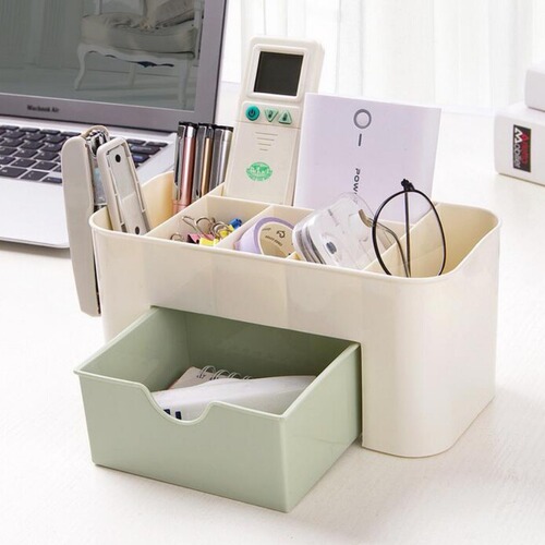 Desktop cosmetics storage box stationery remote control plastic organizer box dressing table jewelry storage box with drawer