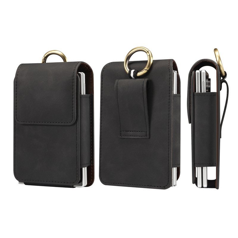 Suitable for Huawei Foldable Screen Phones, Samsung Galaxy Z Fold 8 Wide, Universal Leather Case, Waist Bag, Hanging Bag