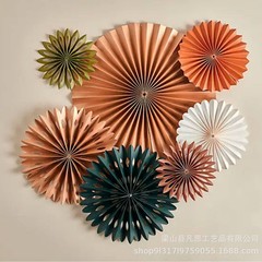 跨境派对装饰折纸纸扇花马卡龙色纸扇厂家直销生日派对聚会氛围