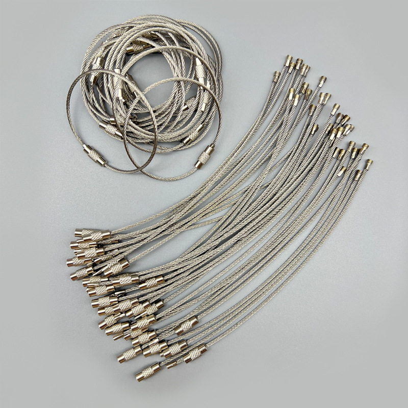 Steel Wire Coil Keychain Tag, Steel Wire Rope Key Ring, Stainless Steel Multi-Purpose Wire Hook, Stainless Steel Hanging Wire