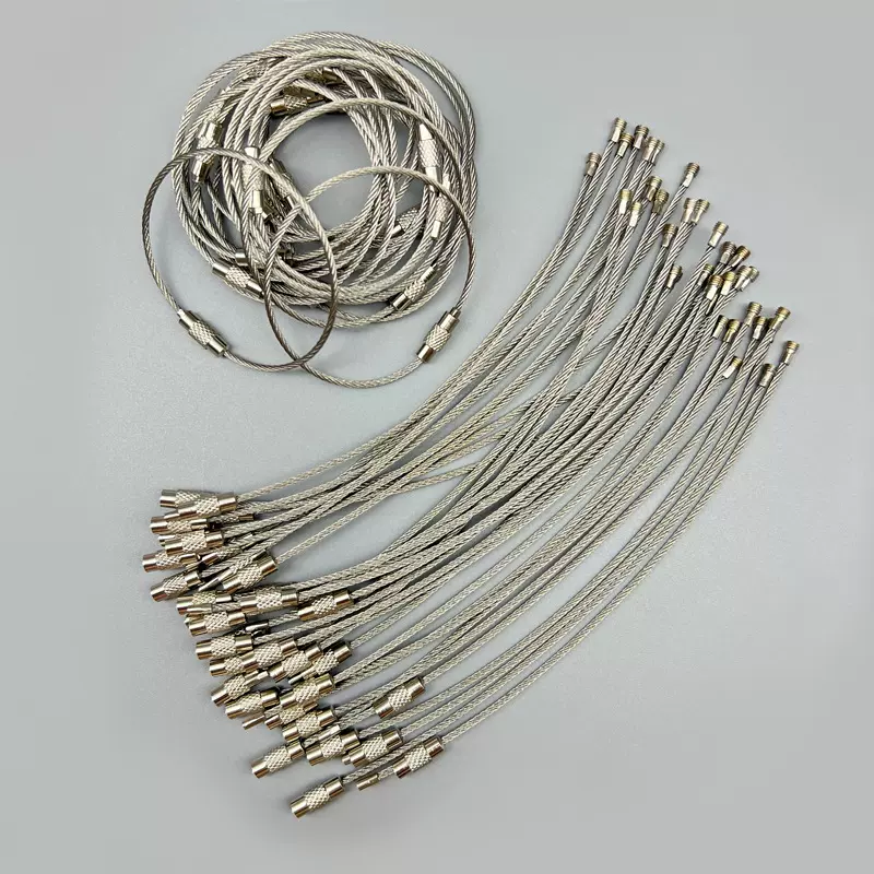 钢丝线圈钥匙扣吊牌钢丝绳钥匙环不锈钢多用途钢丝挂扣不锈钢吊丝