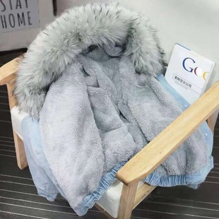 2025 Autumn/Winter New Denim Jacket for Women, Korean Style, Loose Fit, for Female Students, with Fleece Lining, Thickened, Large Fur Collar, Hooded Jacket for Women