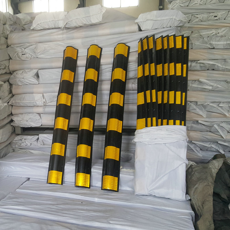 橡胶圆形护角墙1200*100*10包边防撞贴护栏黑黄警示条反光防护条