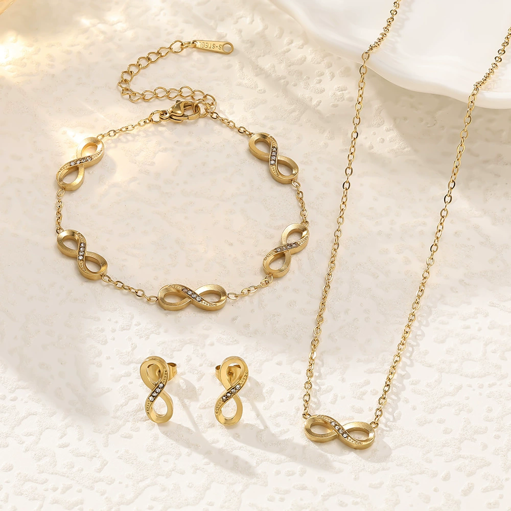 Bracelet stainless steel, necklace, chain, jewelry, set, 18 carat white gold, high-quality style, light luxury style, micro incrustation