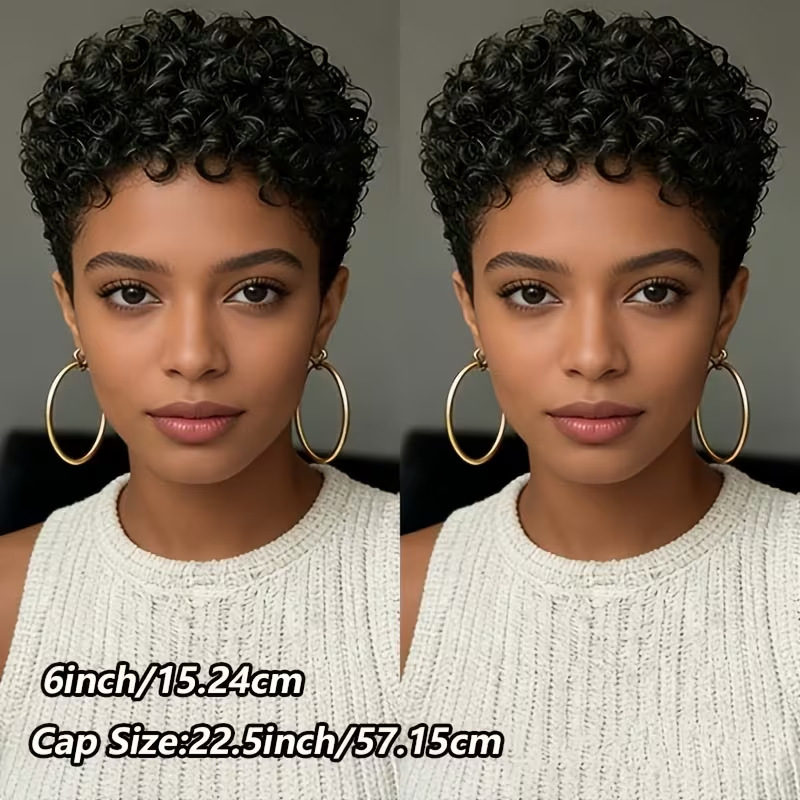 Cross-Border New Amazon African Curly Wig for Women, Small Curly Hairpiece, Black Pixie Fashion Short Curly Hair Wholesale