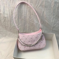 国境を越えた起爆バッグの女性bags純欲韓系真珠金属双鎖脇下バッグ通勤女性バッグシングルバッグ