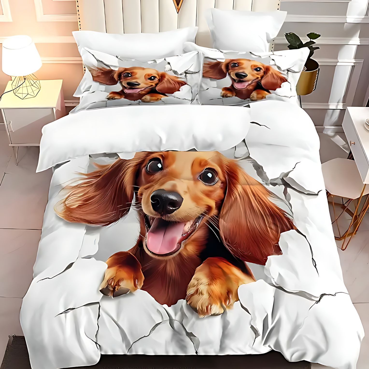 TEMU / JIT Cross-Border Little Salchich Theme HD Digital Printed Colchón Colchón Kit de cama