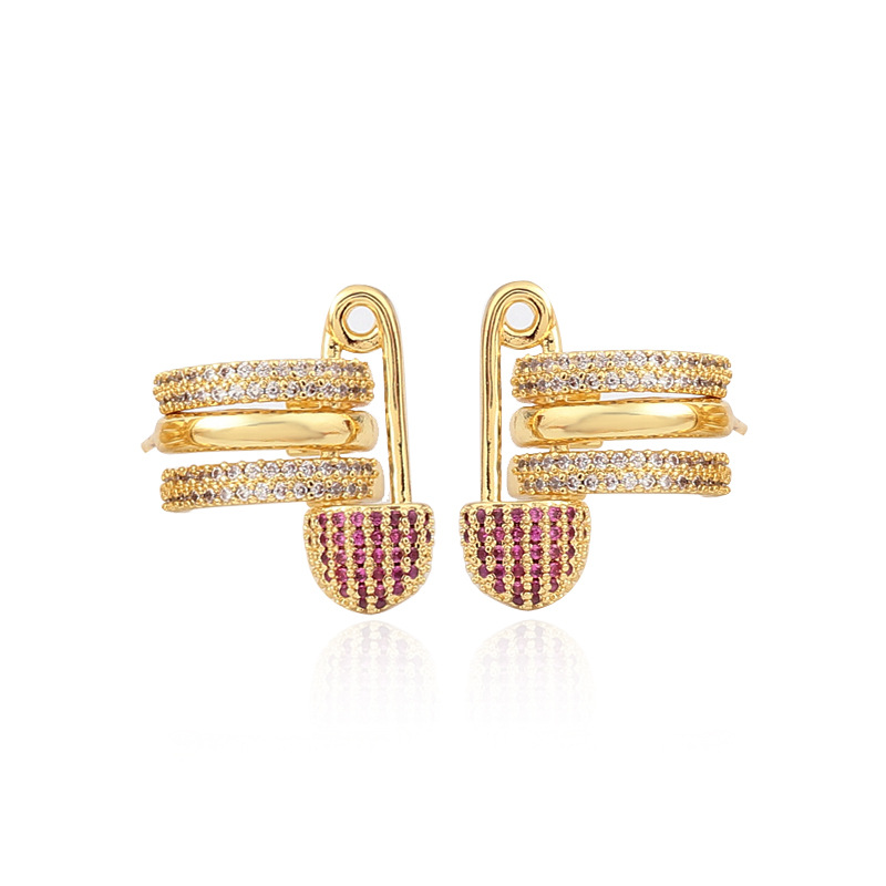 Style Simple Trombone Le Cuivre Boucles D'oreilles Zircon Boucles D'oreilles En Cuivre display picture 9