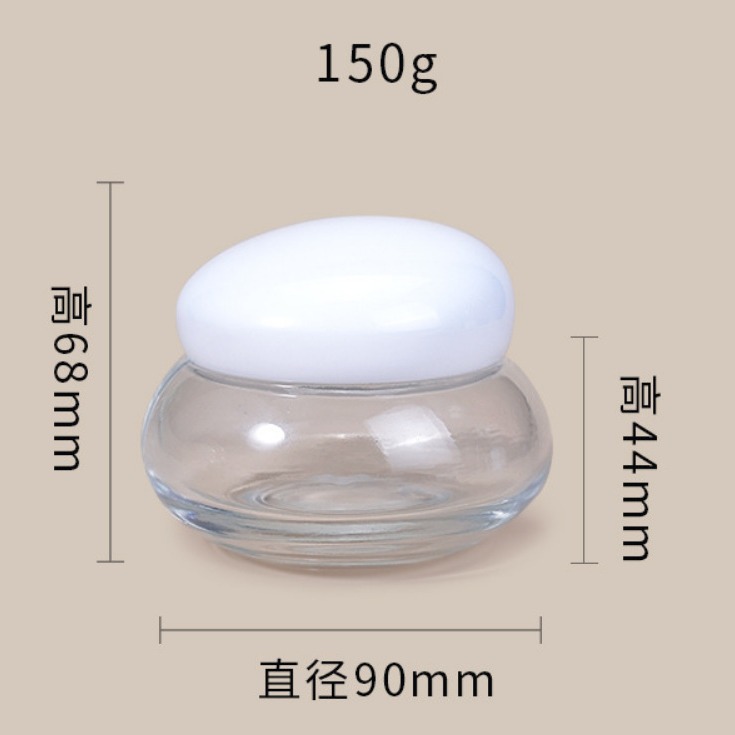 Boina tapa 150g botella de crema facial 150g botella de crema de vidrio 50g botella de crema facial botella de embalaje cosmético