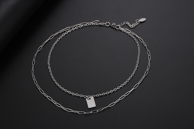 Wholesale Titanium Steel Double Layered Chain Necklace Nihaojewelry display picture 8