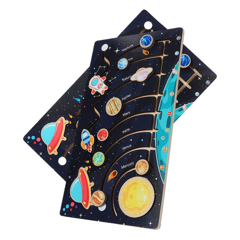 Juguetes Educativos de los niños del Sistema Solar nueve planetas cognitiva caminar kindergarten laberinto educación temprana exploración científica rompecabezas