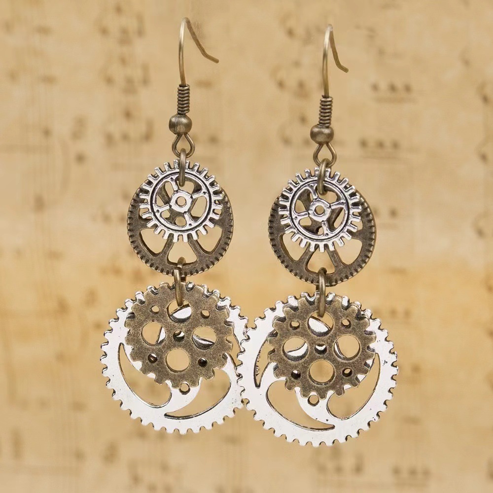 Jasmine Cross-border Europe and America Hot Selling Creative Retro Steam Gear Design Pendant Earrings Fashion Industrial Women's Earrings
