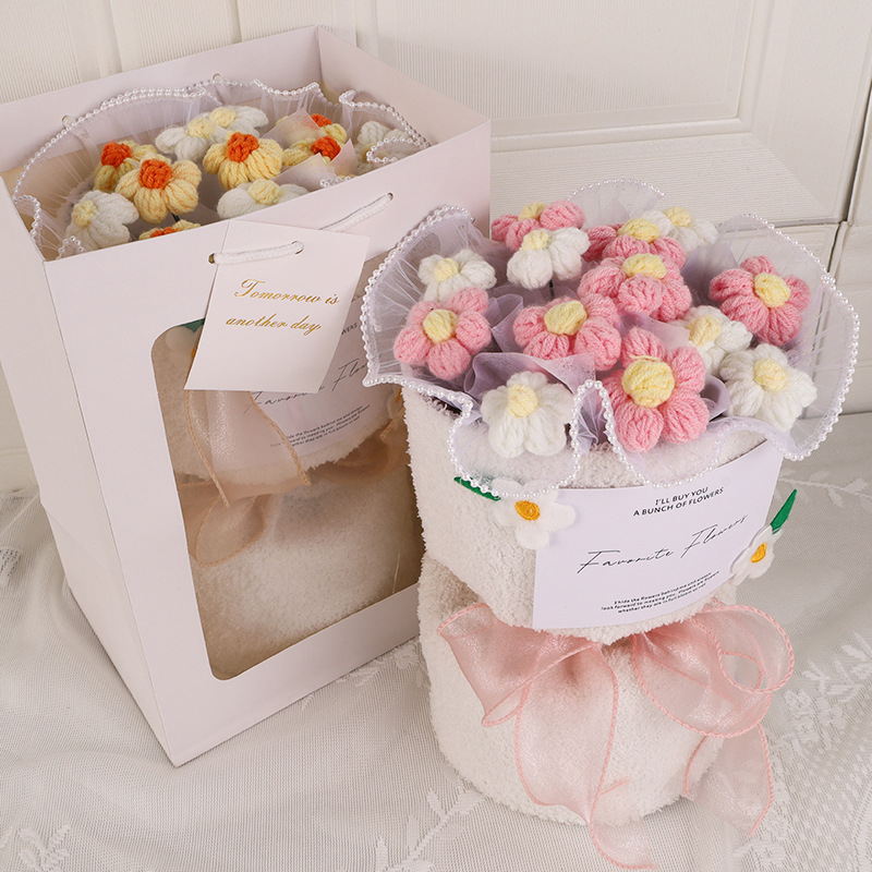 Presentes Festivos de Natal: Buquê de Lã Tricotado Criativo e Delicado, Pequeno, Estilo Nicho, com Acabamento Perfeito para Amigas, Namoradas e Melhores Amigas - Presente de Aniversário._voghion.com