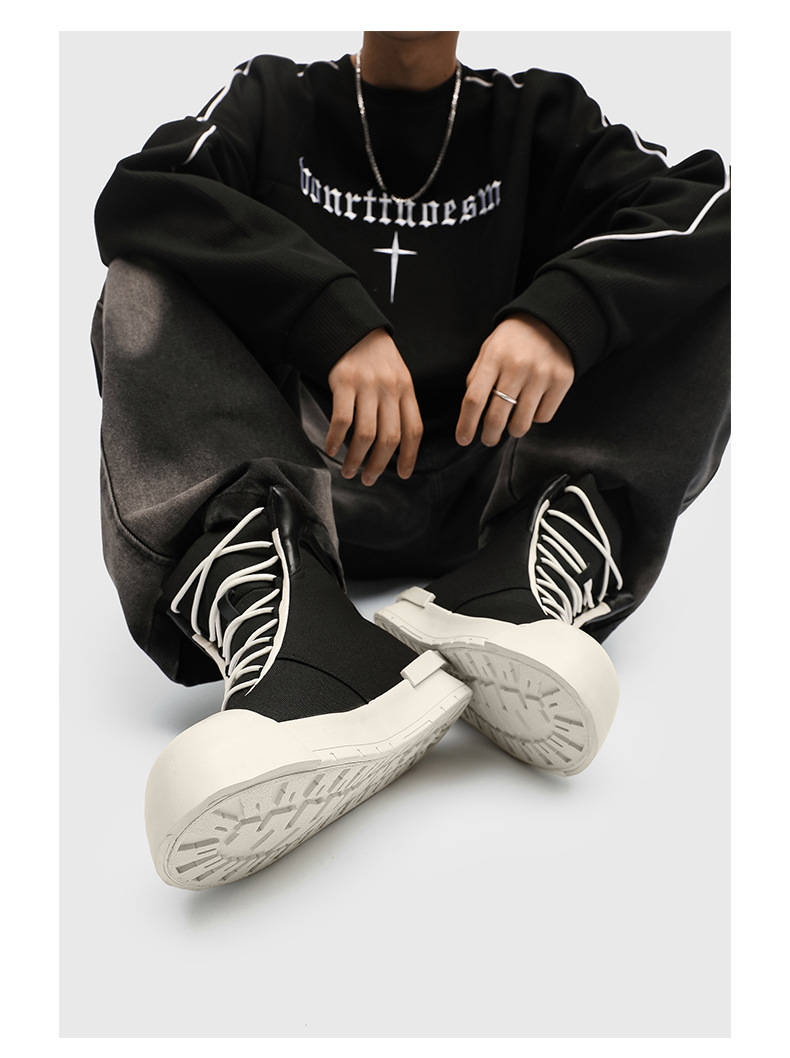 Pantofi sport casual pentru bărbați, cu talpă groasă, din pânză, cu aspect de înălțime, 2025, model nișă, cu design cu cap mare, pentru stradă, model high-end, X227_voghion.com