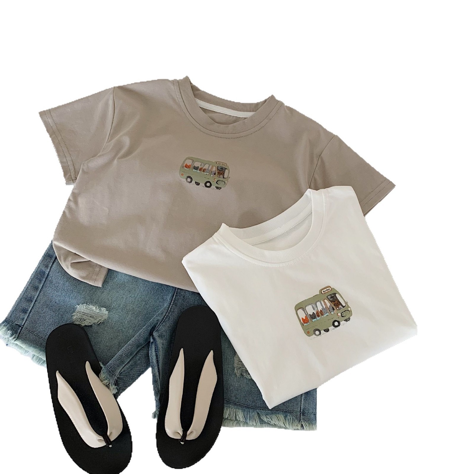 Camiseta de manga corta de verano para niños Maibao 2025 verano nuevo suéter de estilo occidental para niños coreanos