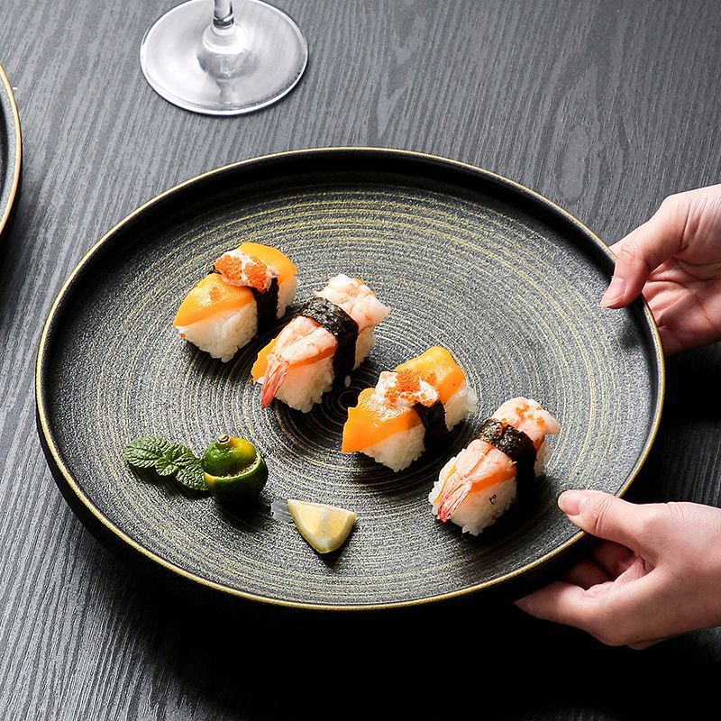 Light Luxury and High-End Ceramic Round Steak Plate, Household Dish Plate, European-Style Tableware, Shallow Plate, Flat Plate, Pasta Plate Light Luxury and High-End Ceramic Round Steak Plate, Household Dish Plate, European-Style Tableware, Shallow Plate, Flat Plate, Pasta Plate