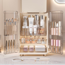 跨境化妆品收纳盒高级感大容量梳妆台口红面膜护肤防尘透明置物架