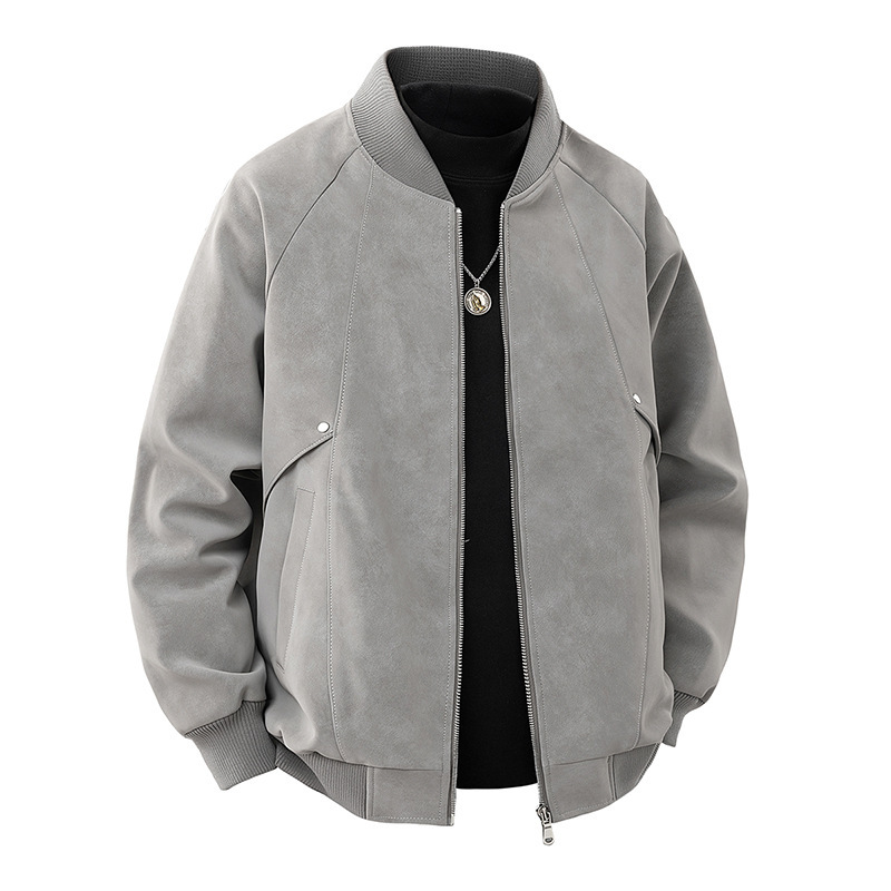 Spring and Autumn New Men's Loose Trendy Fashion Leather Jacket Outdoor Waterproof Motorcycle Jacket Cross-Border Casual Coat