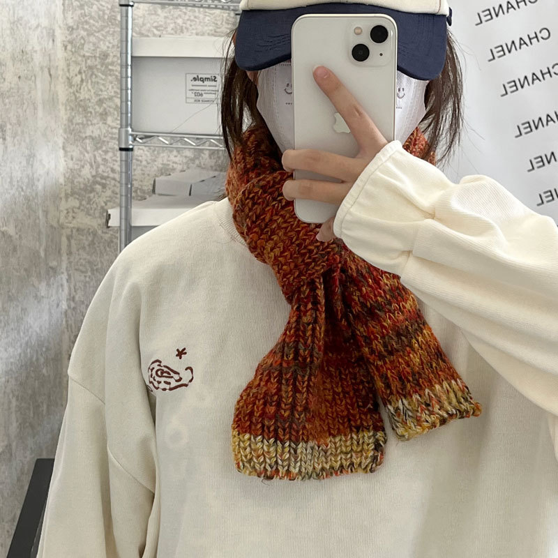 Holiday, Daily Occasion Acrylic Material Women's Retro Korean Style Color Block Acrylic Scarf