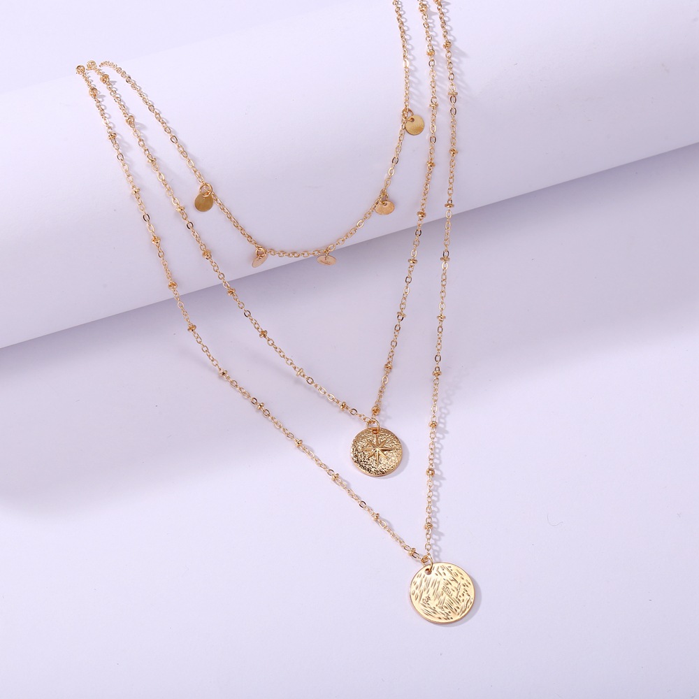 Fashion Round Alloy Plating Layered Necklaces