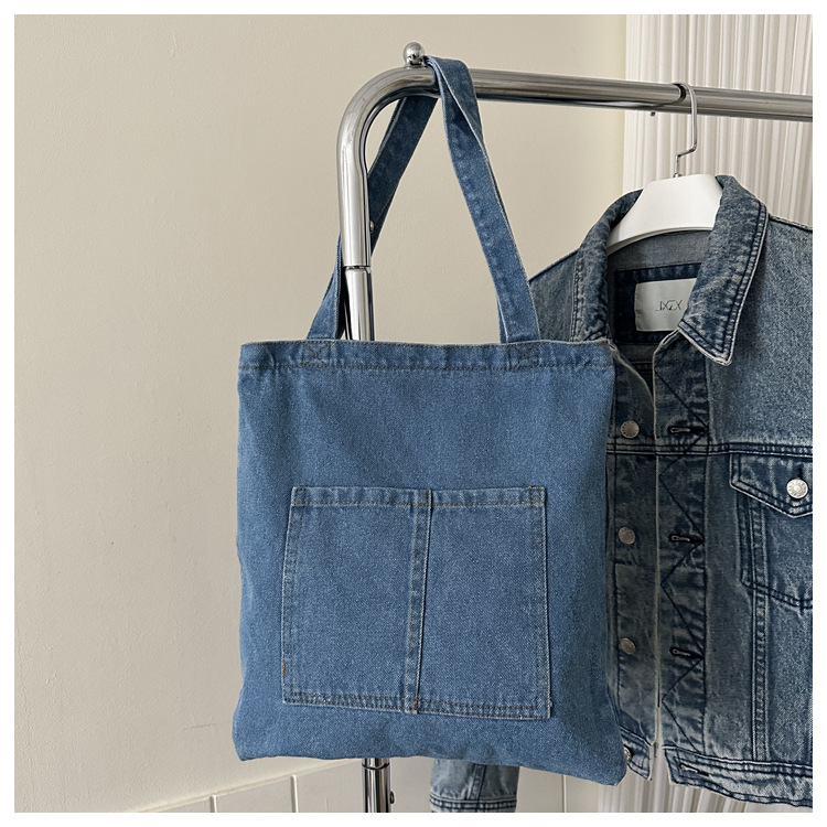 Simple moda Denim alta textura bolso de las mujeres 2023 Invierno nuevo estilo occidental color sólido de gran capacidad hombro bolsa de las axilas