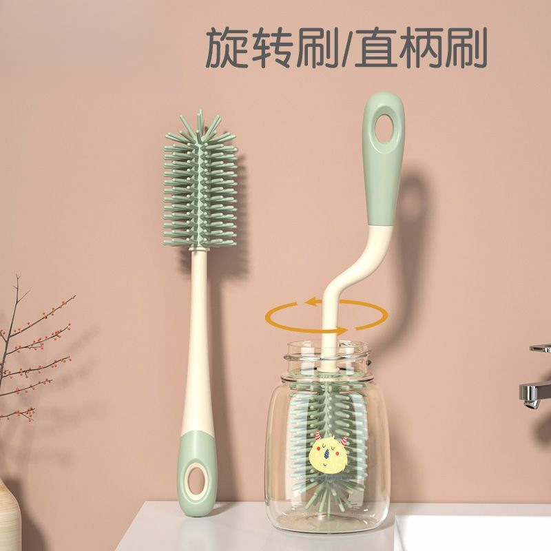 cepillo de botella de leche para bebés lavando botella de leche cepillo de limpieza dispositivo de cubierta de estante cepillo de paja para bebés tetas cepillo de silicona cepillo de limpieza