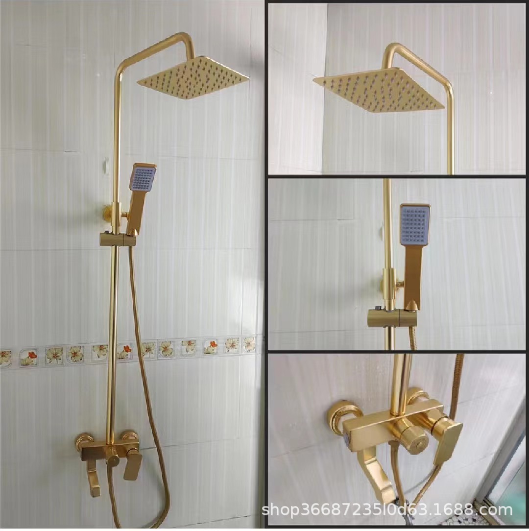 Simple espacio de aluminio negro oro ducha cabeza traje hogar oculto montado en la superficie sobrealimentado cabeza de ducha de cuatro bloques boquilla de Ducha