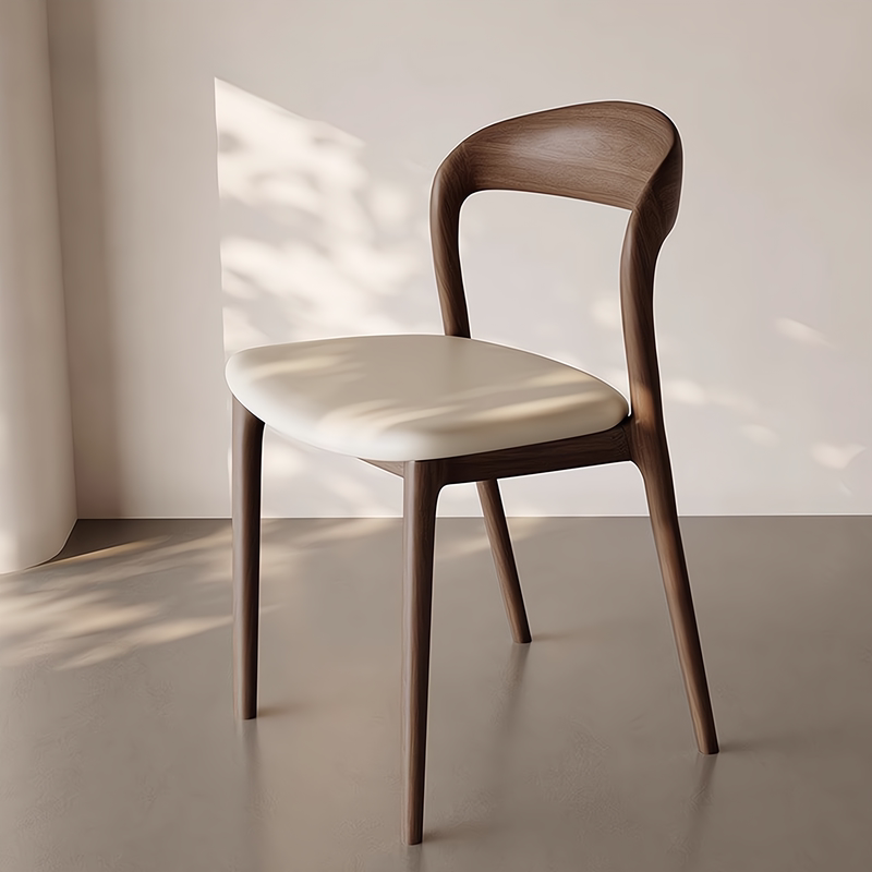 Italian-Style Minimalist Solid Wood Dining Chair, Walnut Curved Backrest Chair, Home-Use Soft Cushioned Dining Chair Italian-Style Minimalist Solid Wood Dining Chair, Walnut Curved Backrest Chair, Home-Use Soft Cushioned Dining Chair