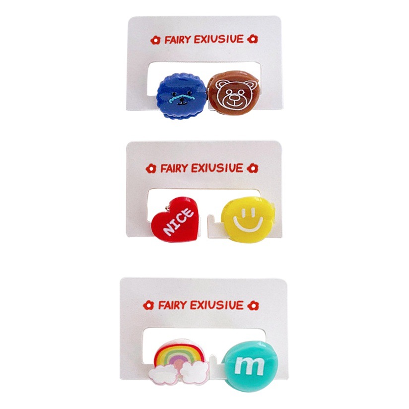 2 accesorios para el cabello color caramelo linda mini horquilla pequeña clip de flequillo de oso de dibujos animados clip de agarre de cabello roto accesorios para estudiantes