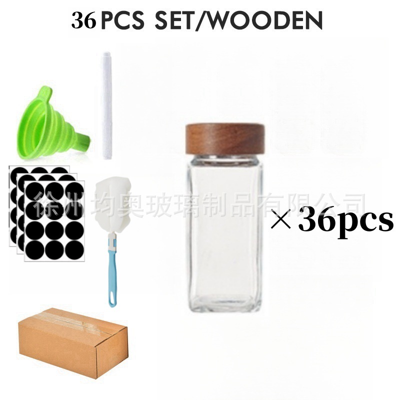 [아카시아나무 모형] 조미료병 36개 세트(마커, 스티커, 깔때기, 브러쉬 포함)