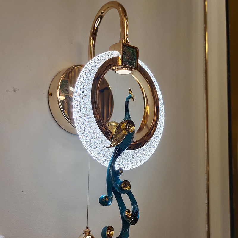 Esmalte de fondo lujoso lámpara de pared dormitorio cabezal de cama fondo pared mayorista sala de estar nuevo diseño ligero led estilo chino Phoenix
