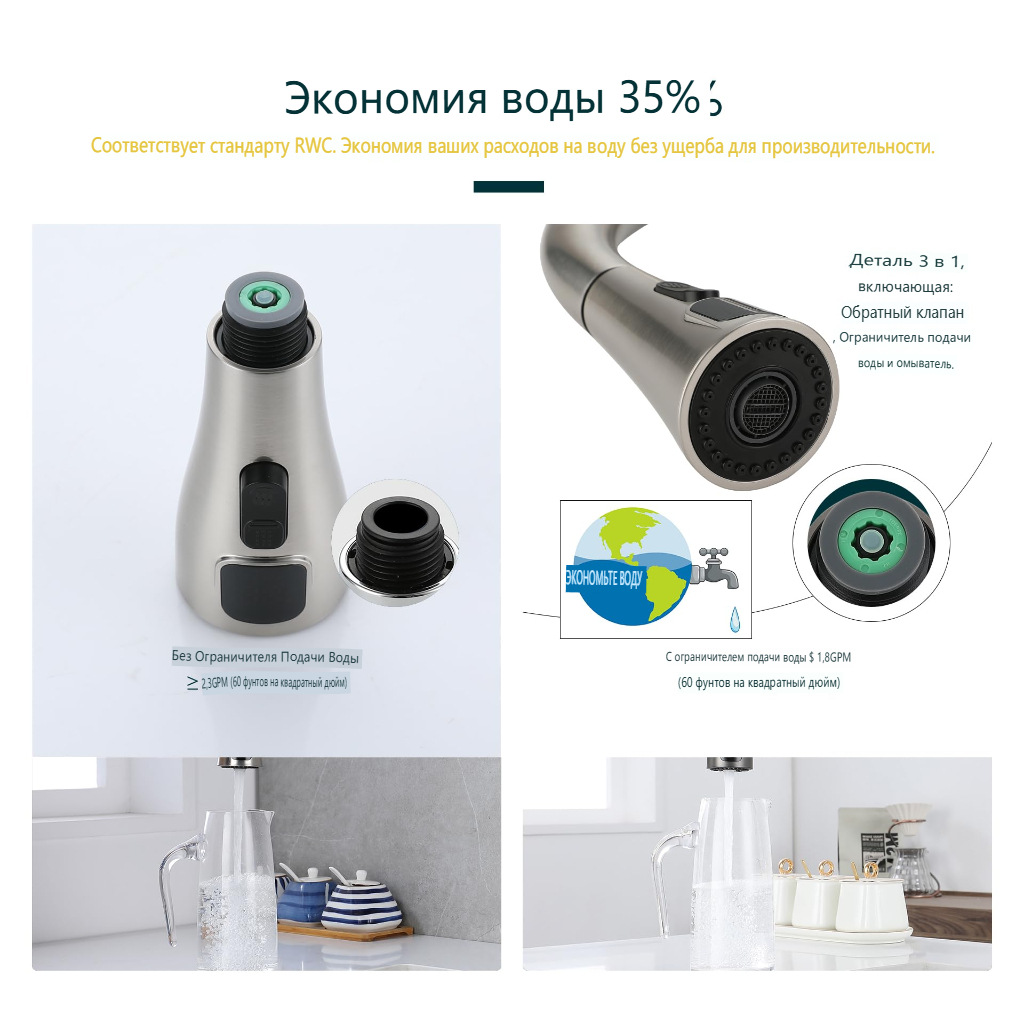 New - Cross-border kitchen showerhead pull-out faucet accessory replacement head bubbler European and American multi-functional nine-joint undefined