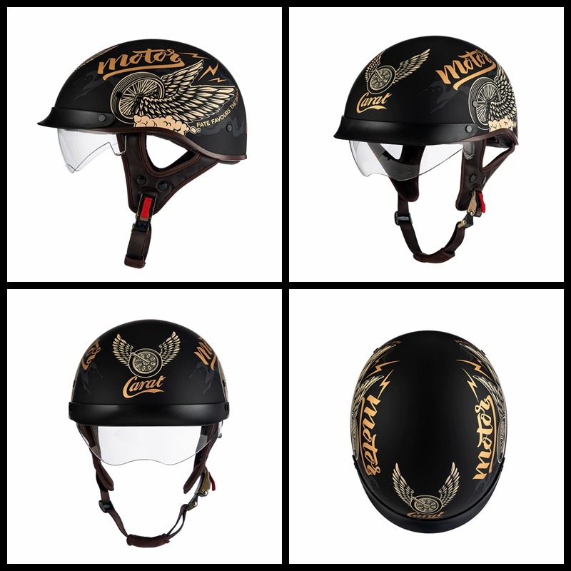 Electric Motorcycle Helmet Retro Half Helmet 3C Certified Fashionable Stylish Summer Sun Protection Cycling Scoop Helmet Factory Direct Sale