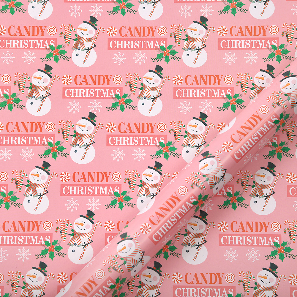 Venta caliente transfronteriza 80g papel de cobre impresión de Navidad papel de embalaje de regalo de Navidad de bricolaje fabricante de papel de embalaje de regalo al por mayor