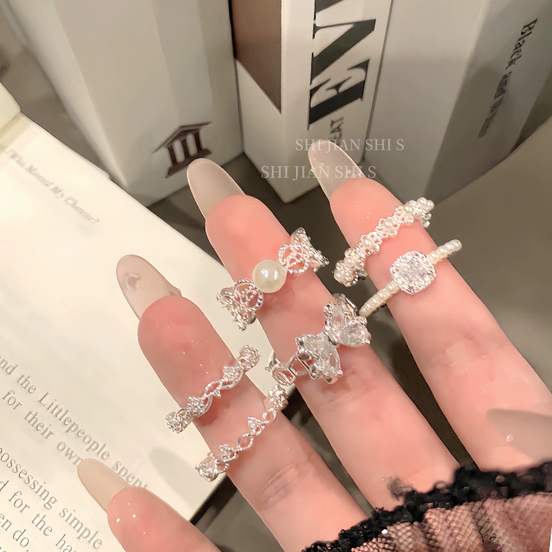 "Han Xian Aesthetics" французская нежная ракушечная бусина серия кольца женской модной нишевой высококлассной ажурной манерой