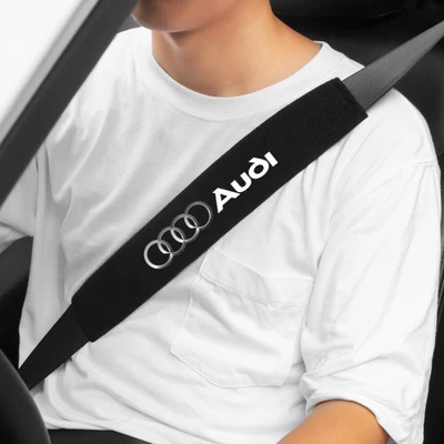 Seatbelt Shoulder Pads, Advanced Car Safety Belt Protectors, Extended Shoulder Straps for Vehicles, Anti-Neck Strangulation, Anti-Clothing Wear (Seat belt shoulder pad) - audi-black-pair