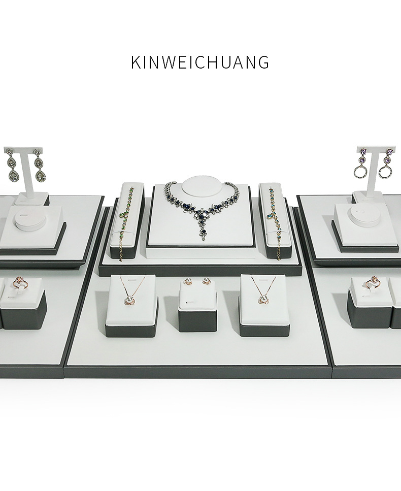 A020-(22-14)灰配白色拉丝平柜展示陈列-(今伟创系