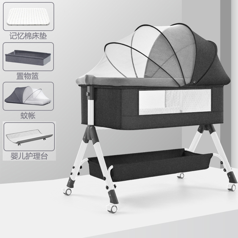 Cama de bebé móvil cuna cama portátil 2 en 1 plegable multifuncional bb cama recién nacida cama de empalme