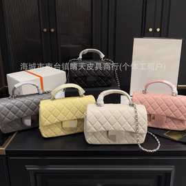2025新款菱格手提包包香家CFHandle银扣鱼子酱链条单肩包斜挎包女