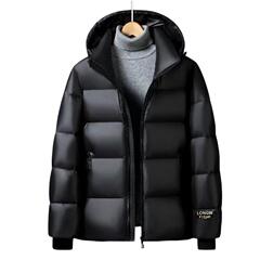 冬季新款黑金羽绒服男女同款潮牌加厚保暖时尚纯色男士白鸭绒外套